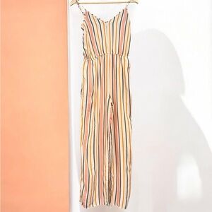 Roxy Striped Sleeveless Wide-Leg Jumpsuit - Yellow, Coral, Black, Cream